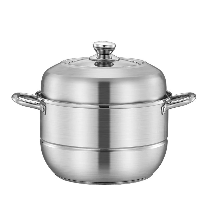New High Quality Food Steamer Cooker Double Layer Cooking Pots Stainless Steel Steamer Pot with Aluminum Bottom