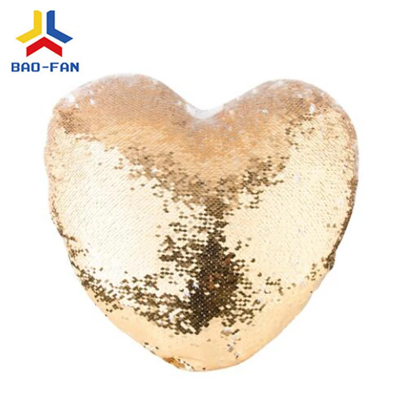 wholesales heart shape sublimation blank pillow case  sparkle for sequin pillow sublimation blank pillow cover
