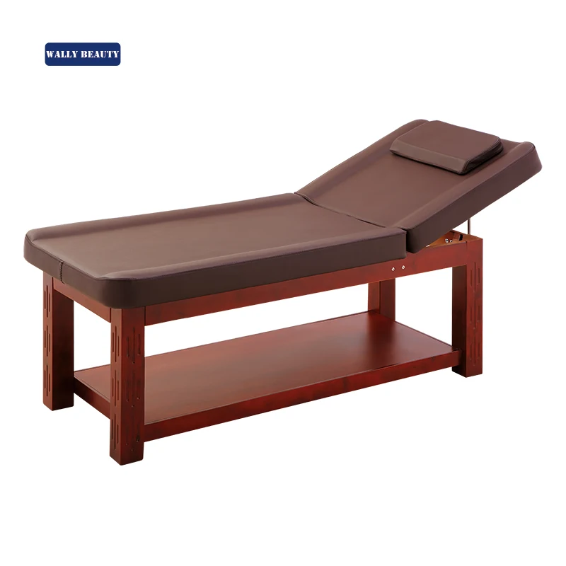 Wallybeauty multifunctional leisusre Spa beauty furniture folding massage table wooden thai massage bed