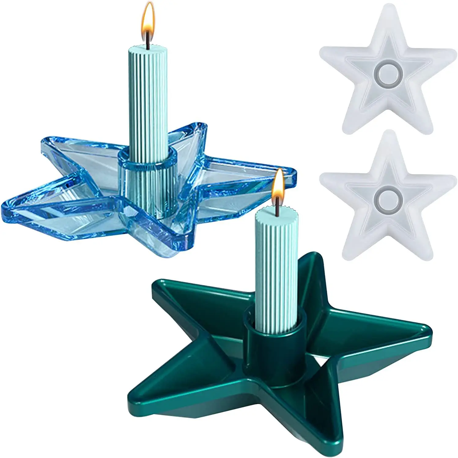Miniature toys diy five pointed star candle holder silicone mold for epoxy resin candle holders epoxy resin crafts mold