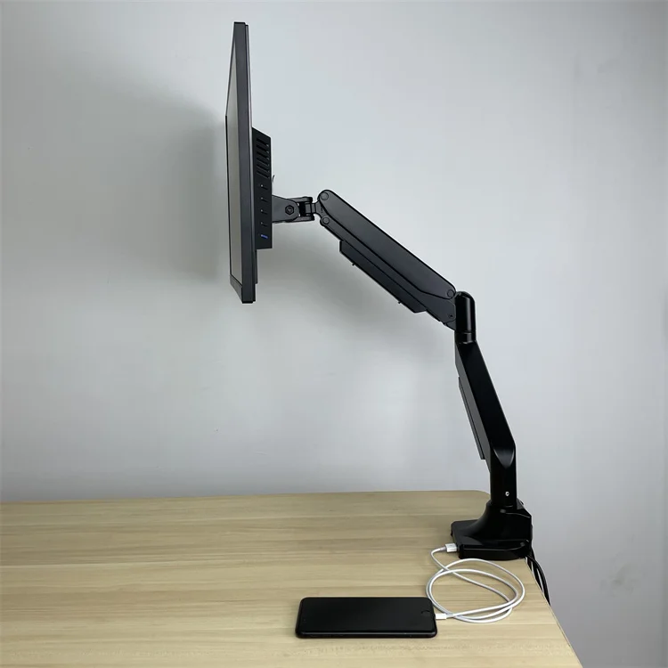 USB keyboard mobile phone charging adjustable height quick release monitor arm desktop mount dual monitor stand