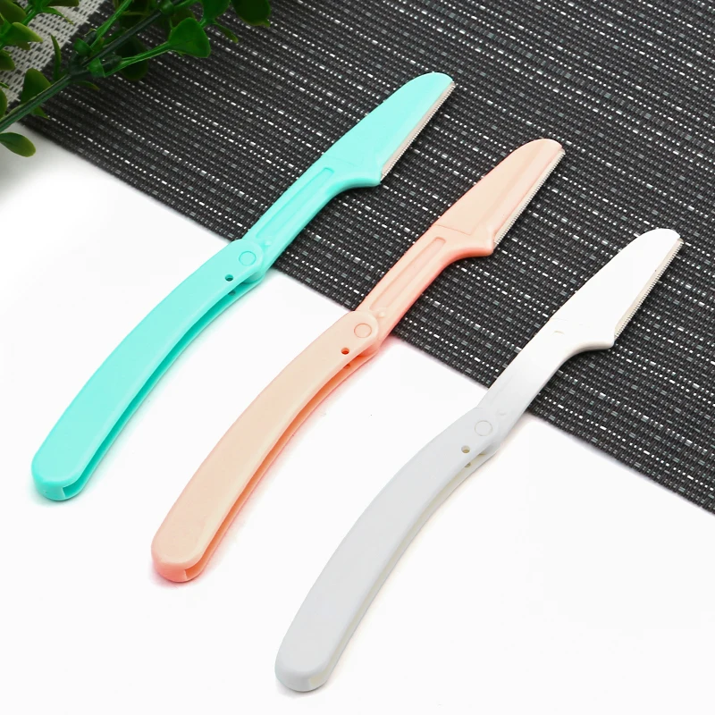 DOCARELIFE OEM Woman Facial Razor Device One Blade Trimmer Eyebrow Trimmer Makeup customize colors Eyebrow Razor 3 Pack For Face