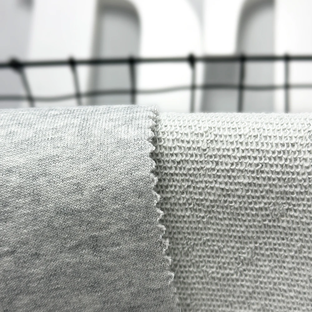 Breathable Heather Grey 400gsm French Terry Hoodies Fabric 100% Cotton Heavy Weight Clothes Knit Textile Material For Hoodie