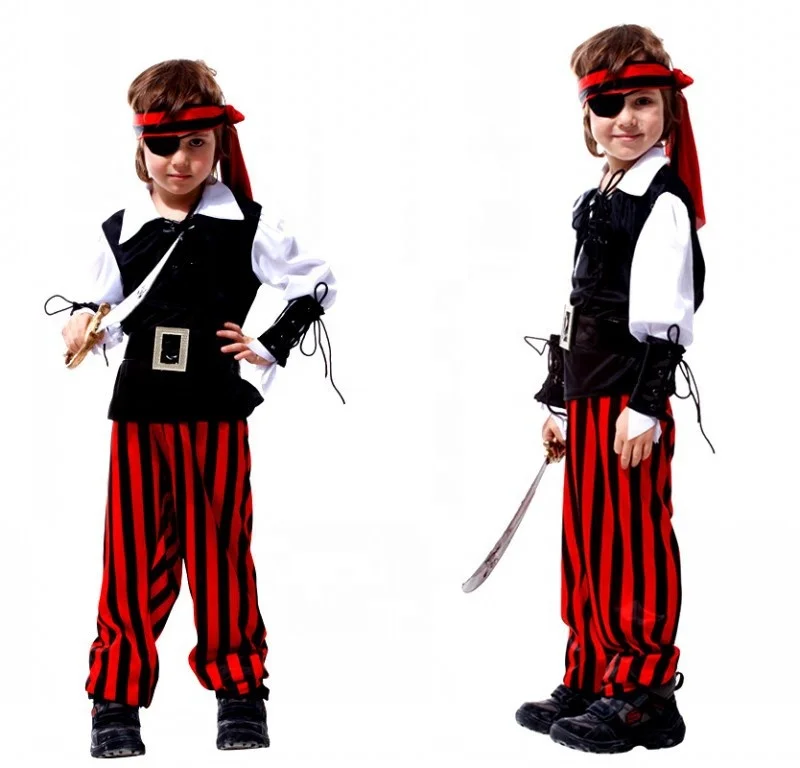 Boy Pirate Dress Up Halloween Costume Masquerade Cosplay Role Play Party Outfit