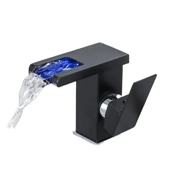 Hot Sale SUS 304 Black Waterfall Basin Faucet Single Handle Hot and Cold Water Mixer Deck Mounted Bathroom Faucet