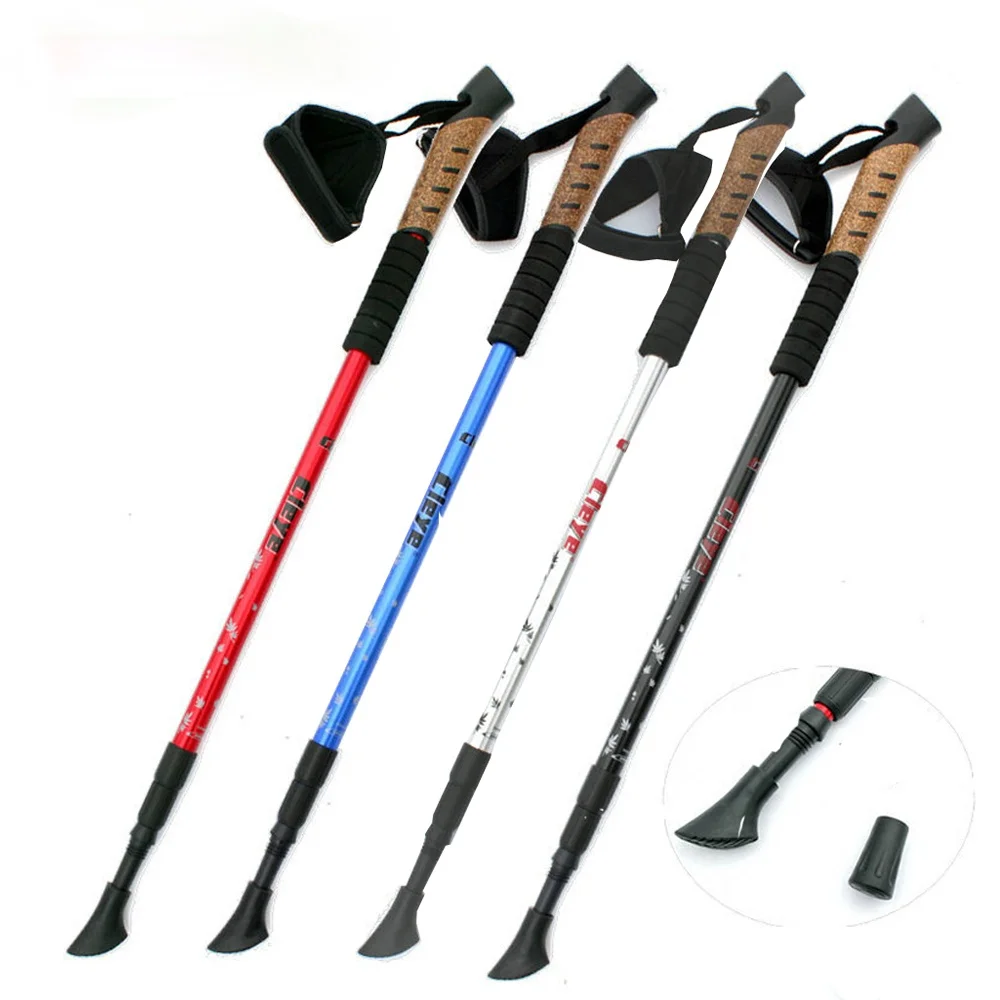 1/ 2Pcs Nordic Walking Sticks Telescopic Baton Trekking Poles Ultra  Hiking Walking Canes With Rubber Tips Adjustable Bands