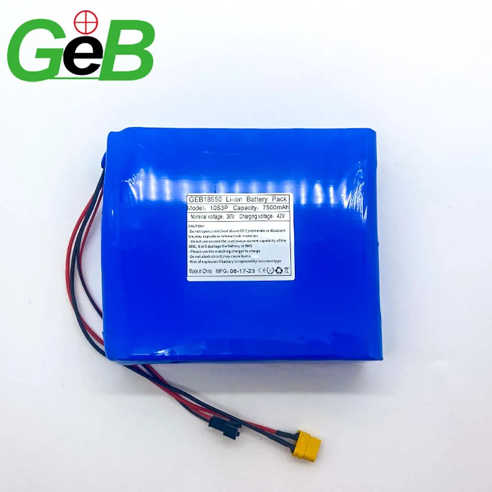 GEB 24V 48V 36V 7500mah 7.5Ah 15Ah 50Ah настраиваемый скутер электровелосипед 10S3P 18650 литиевая аккумуляторная батарея