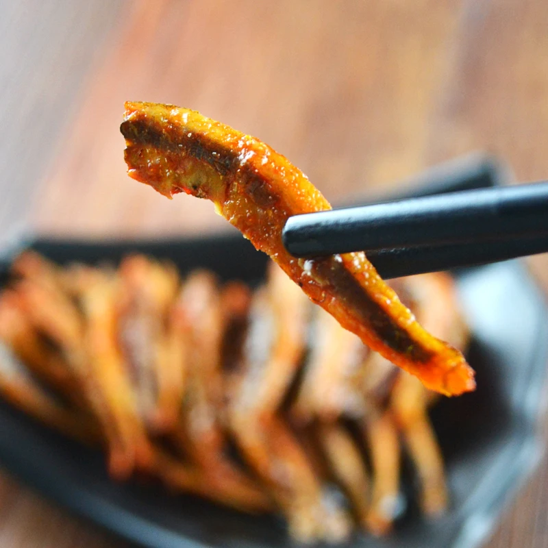 
Custom Chinese lowfat healthy kids chilli spicy small fish seafood snakcs food wholesale 