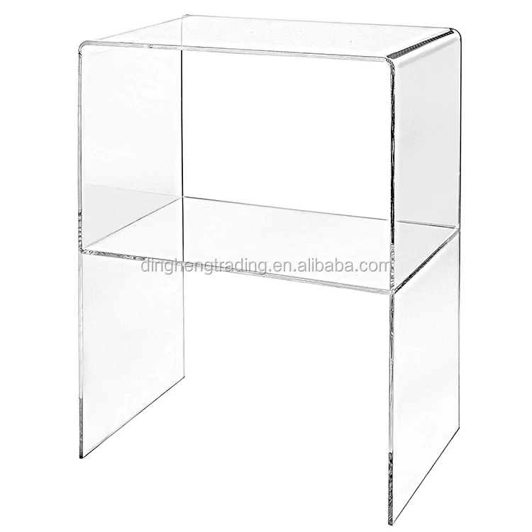 Custom Modern 2 Tiered Clear Acrylic Bed Side Table Living Room Furniture
