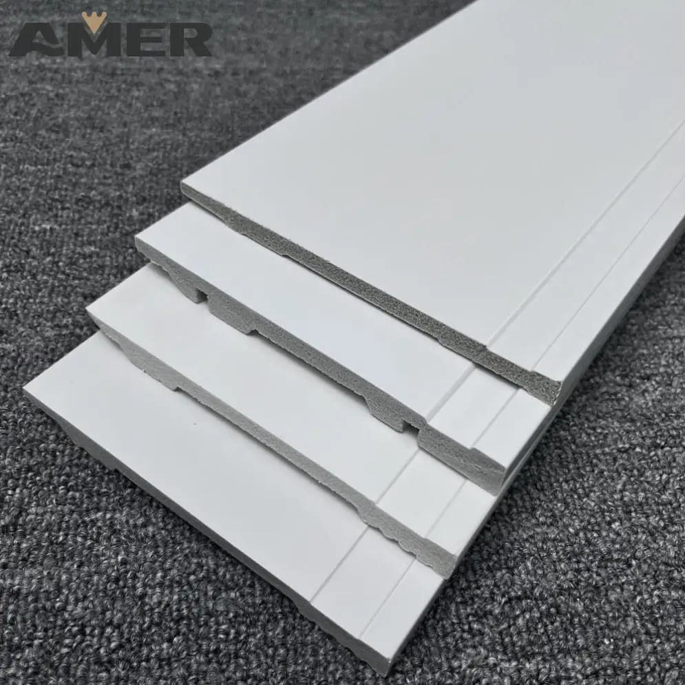 Modern Easy to clean White PS Skirting Lines Plastic Baseboard Flooring Molding for Beautify the space