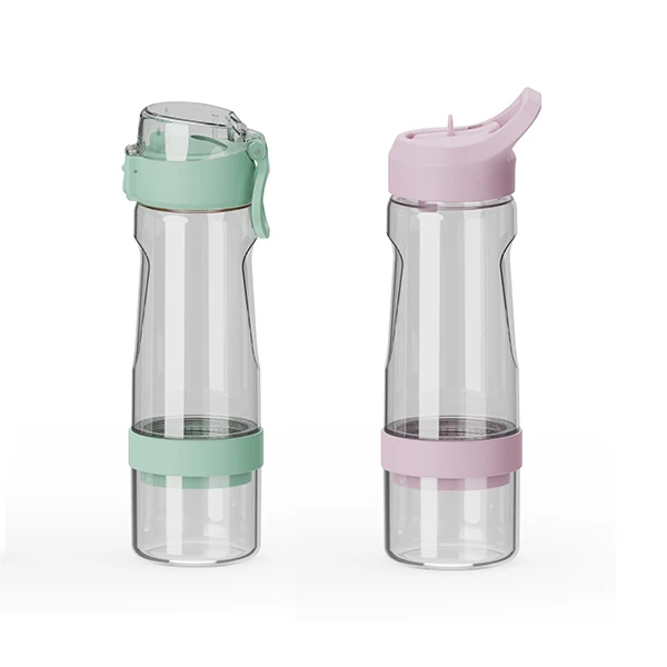 650ml fashion plastic drinking bottle with two lid selection  camping water bottle