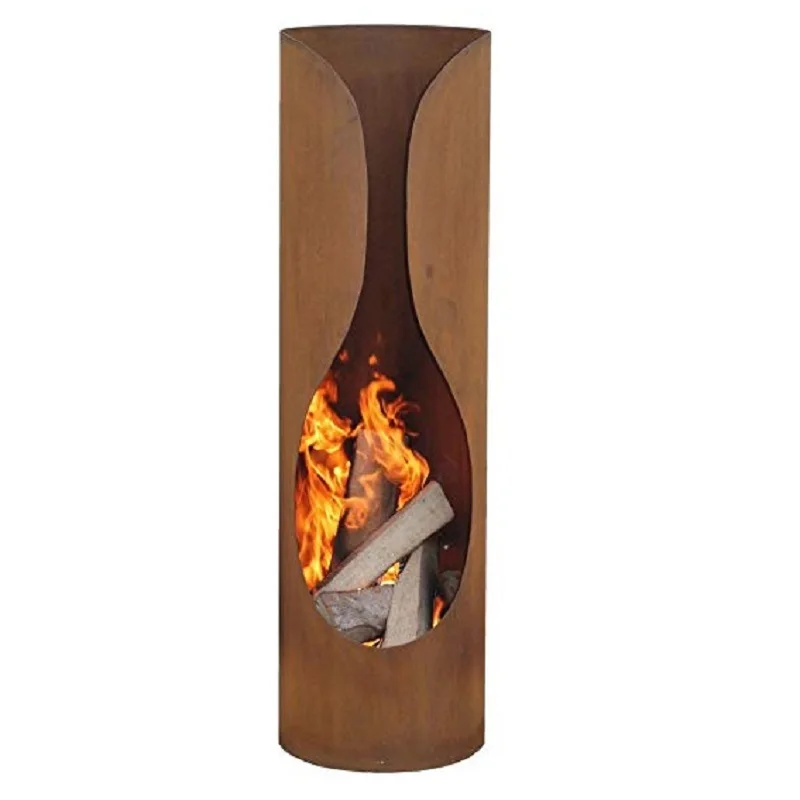 120cm High Outdoor Fireplace Corten Steel Round Fire Pit Chiminea