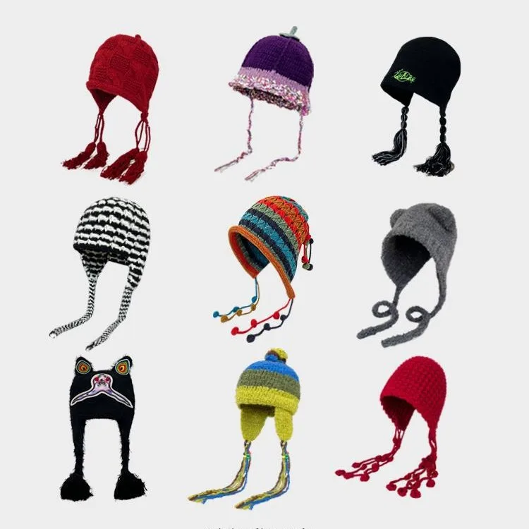 Популярная зимняя шапка в стиле ретро Толстая шапка для защиты ушей вязаная шапка для девочек