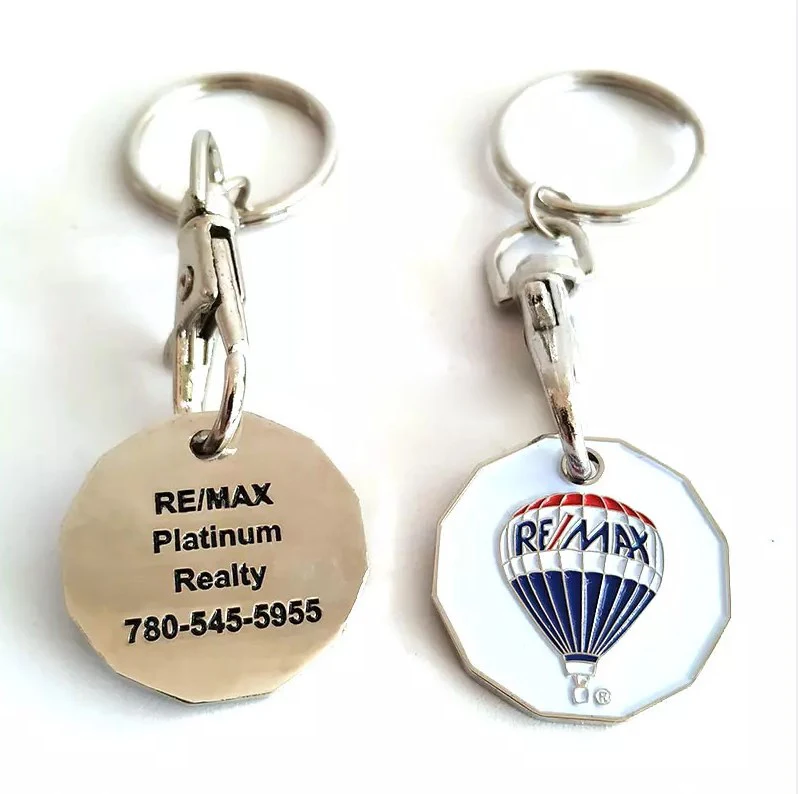 shopping cart coin keychain Corporate Logo Canada loonie coin token coin trolley keyring
