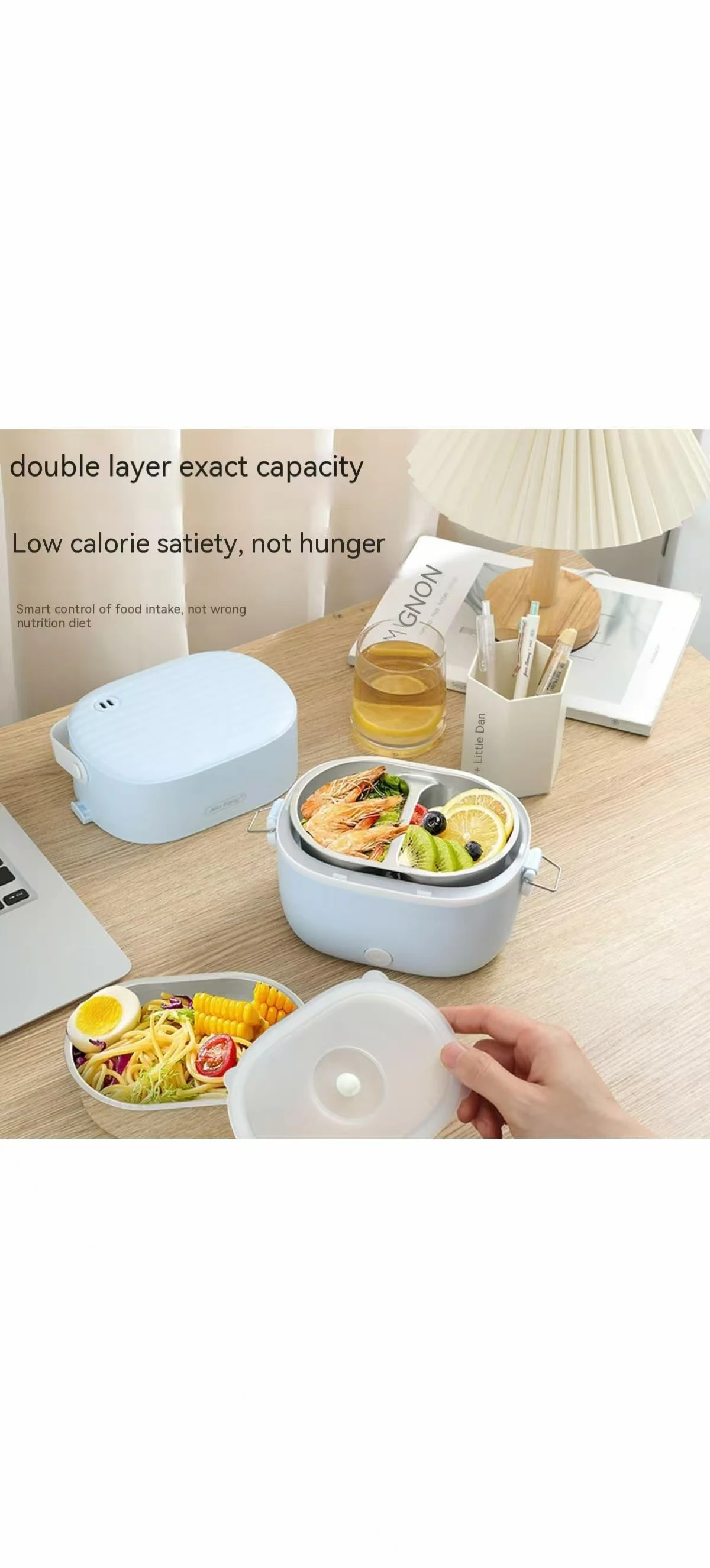New design office personnel portable plug-in heated cooking 304 stainless steel lined electric lunch box