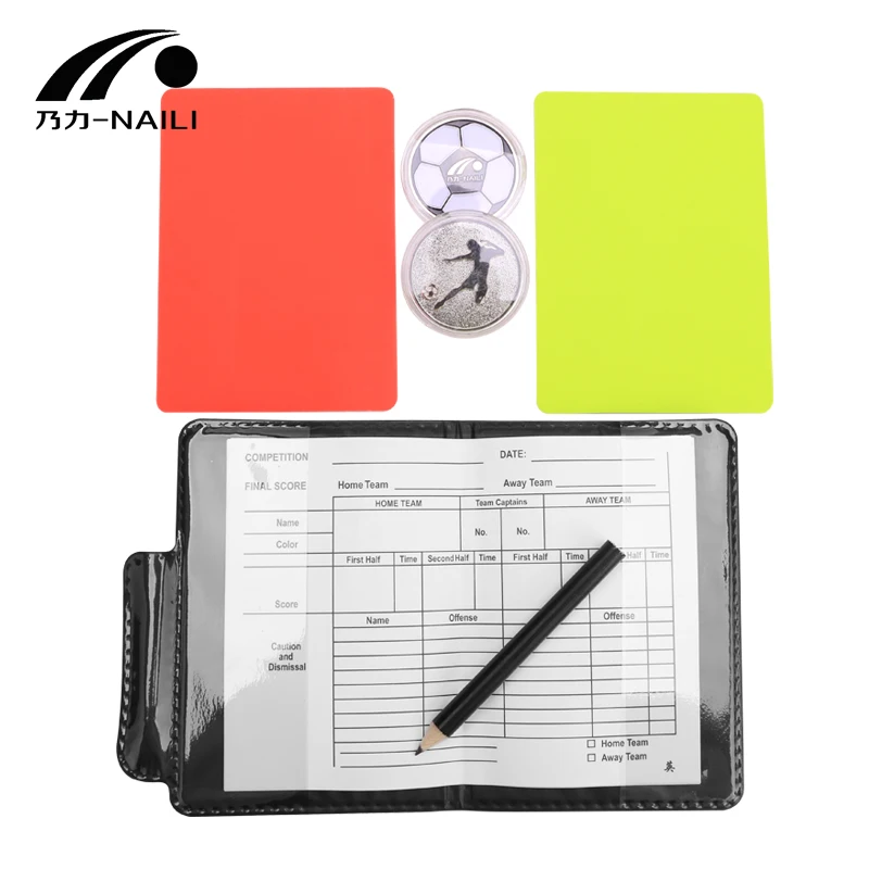 Factory Football extra thick red and Yellow card record book Football match training referee kit with pencil in case