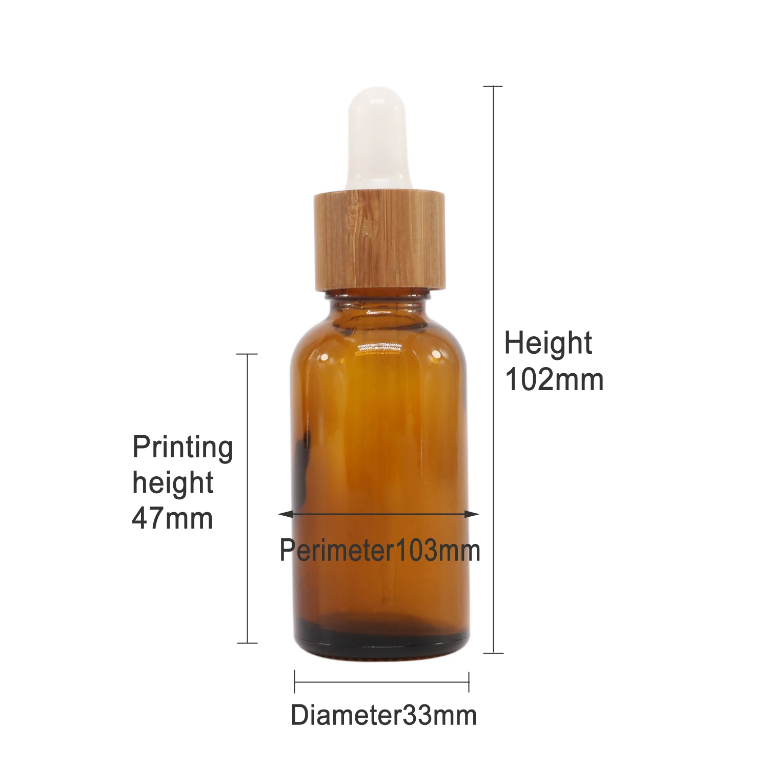 10 ml 15ml 30 ml amber blue glass essential oil bottle with bamboo dropper cap