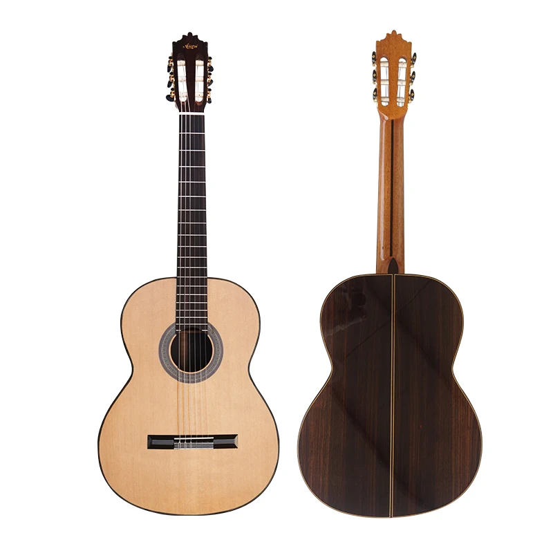 Custom Aiersi Luthier Hand made High Grade AAAA Solid Swiss Spruce Top Indian Rosewood Traditional spanish Classical Guitar