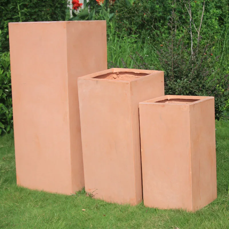 Large Tall Rectangular Planter Box Big Stock Fiberglass Clay Concrete Cement Plants Pots Flower Pot Used for Flower/Trees