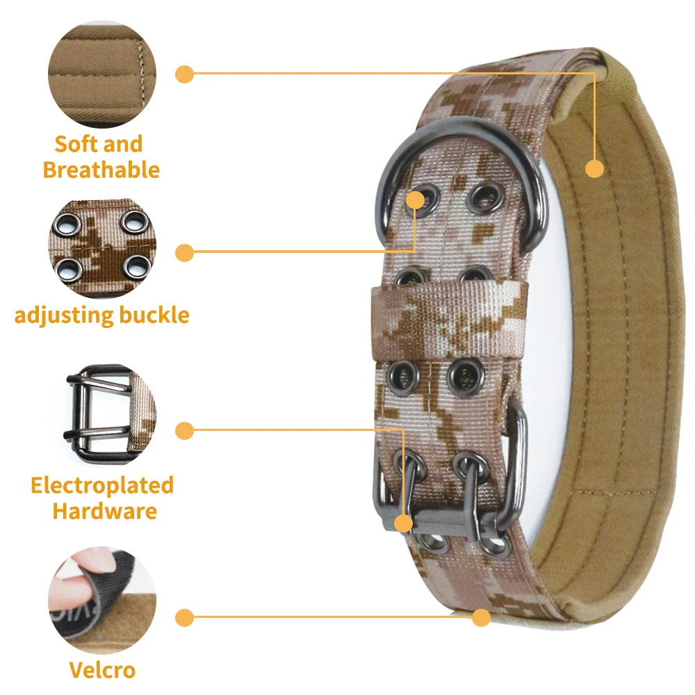 Belt Crown Wholesale Tactical Nylon Pet Collar Adjustable Training Dog Collar para perro