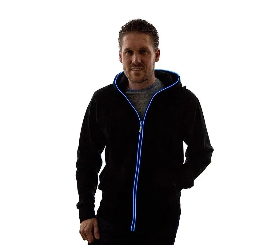 Led Light Up El Wire Hoodie Led Jacket for Adult and Kids Any Size 10 Colors Available EL Hoodies