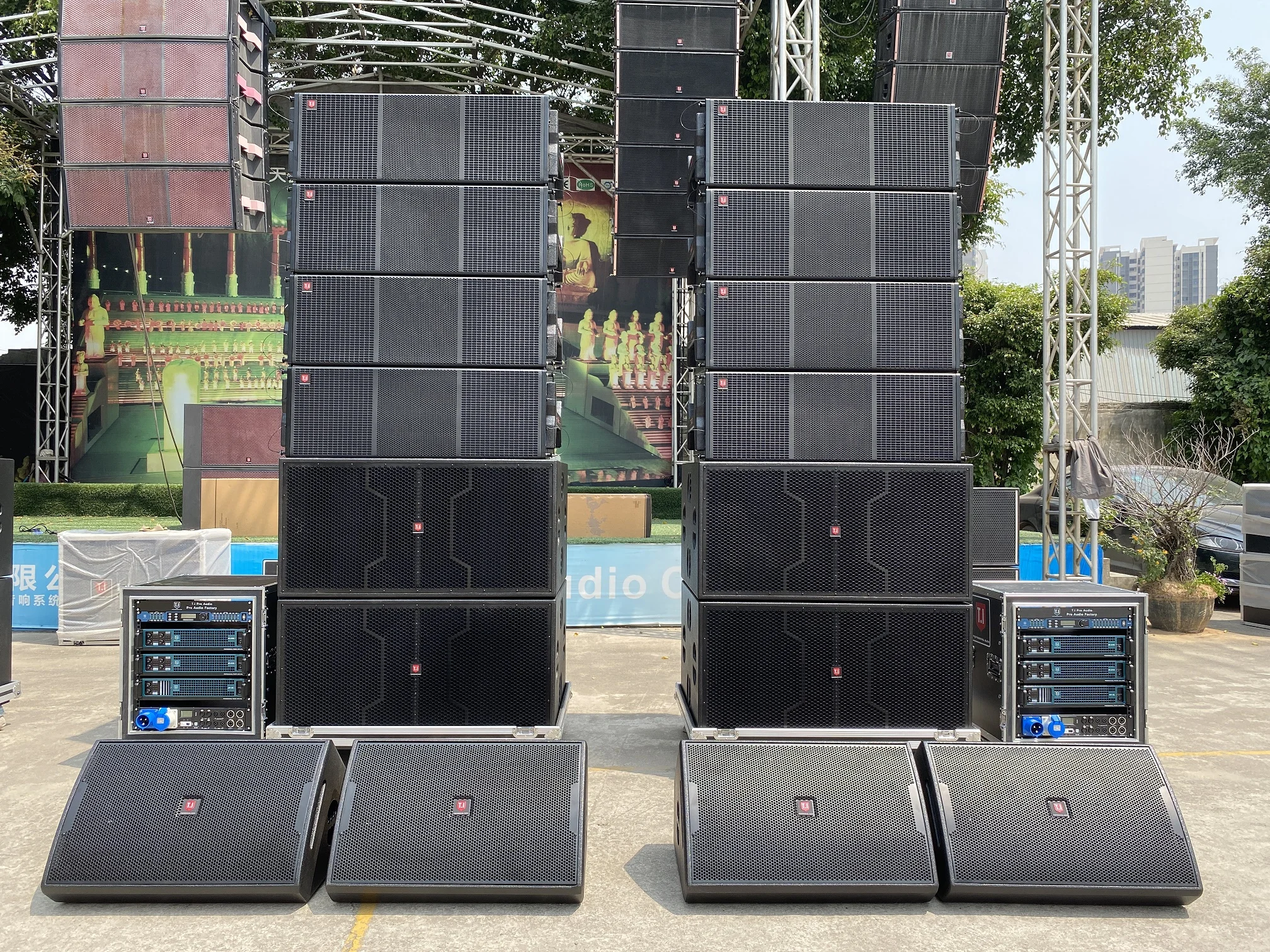Customization sound equipment/amplifiers/speaker audio system double 12 inch three way passive line array speakers