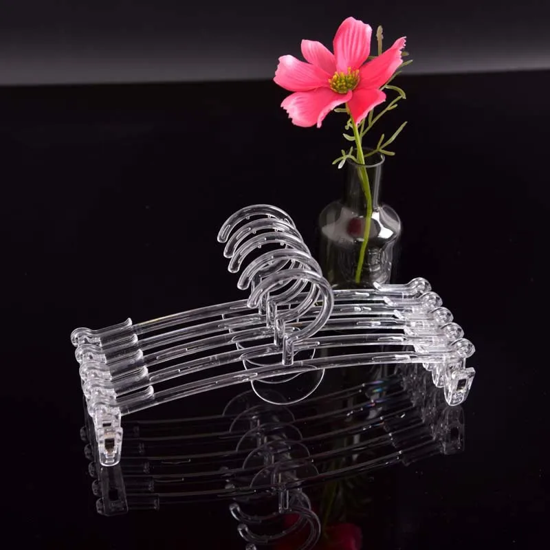 custom design Economical eco-friendly PS material transparent plastic hanger for underwear with clip