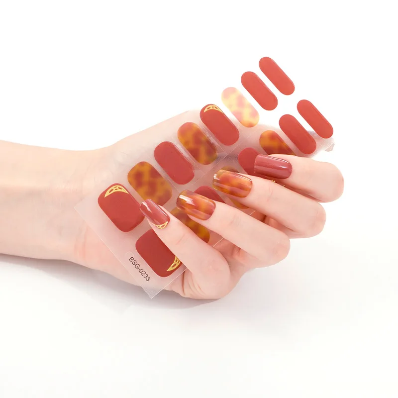 OMG 2022 gel nail stickers semi cured gel nail sticker esmalte semipermanente unas postizas custom nails