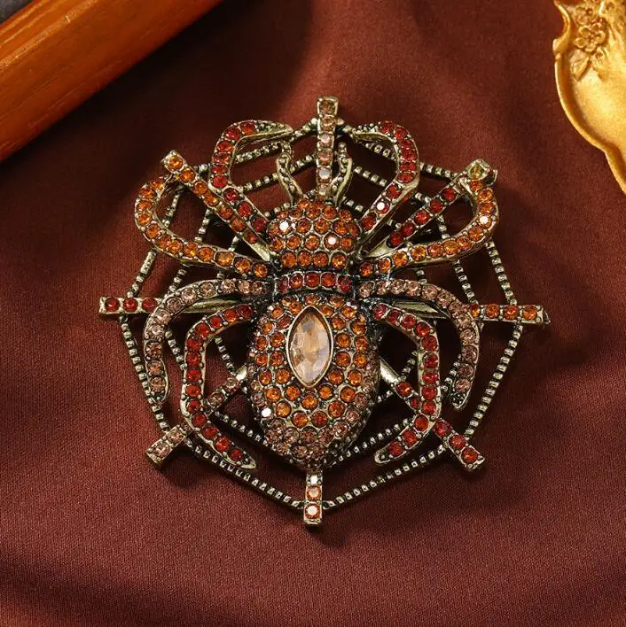 New Vintage Heavy Personality Insect Pin Suit Jacket Accessories Web Spider Custom Wedding Brooch For Evening Dress Brooches