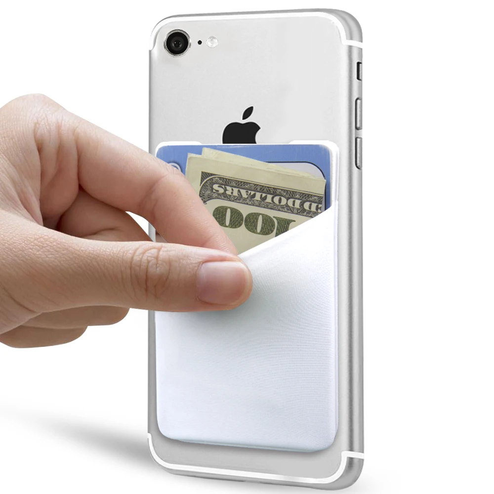 Removable and washable 3M adhesive PU Fabric id /credit card holder for Phone
