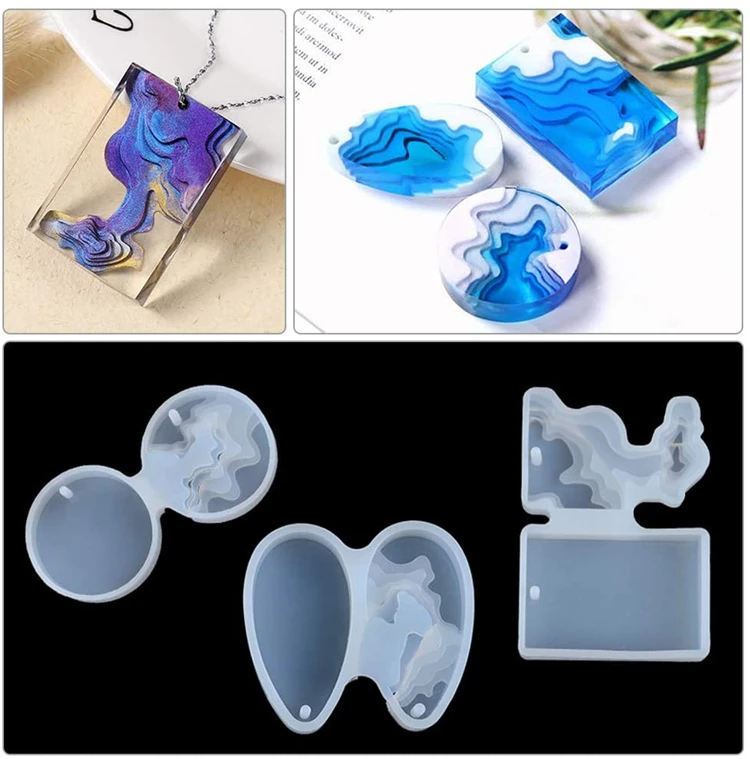 Amazon Hot 2020 New 3PCS Creative Island Beach Patterns Pendant Silicone Resin Molds TOYS0306