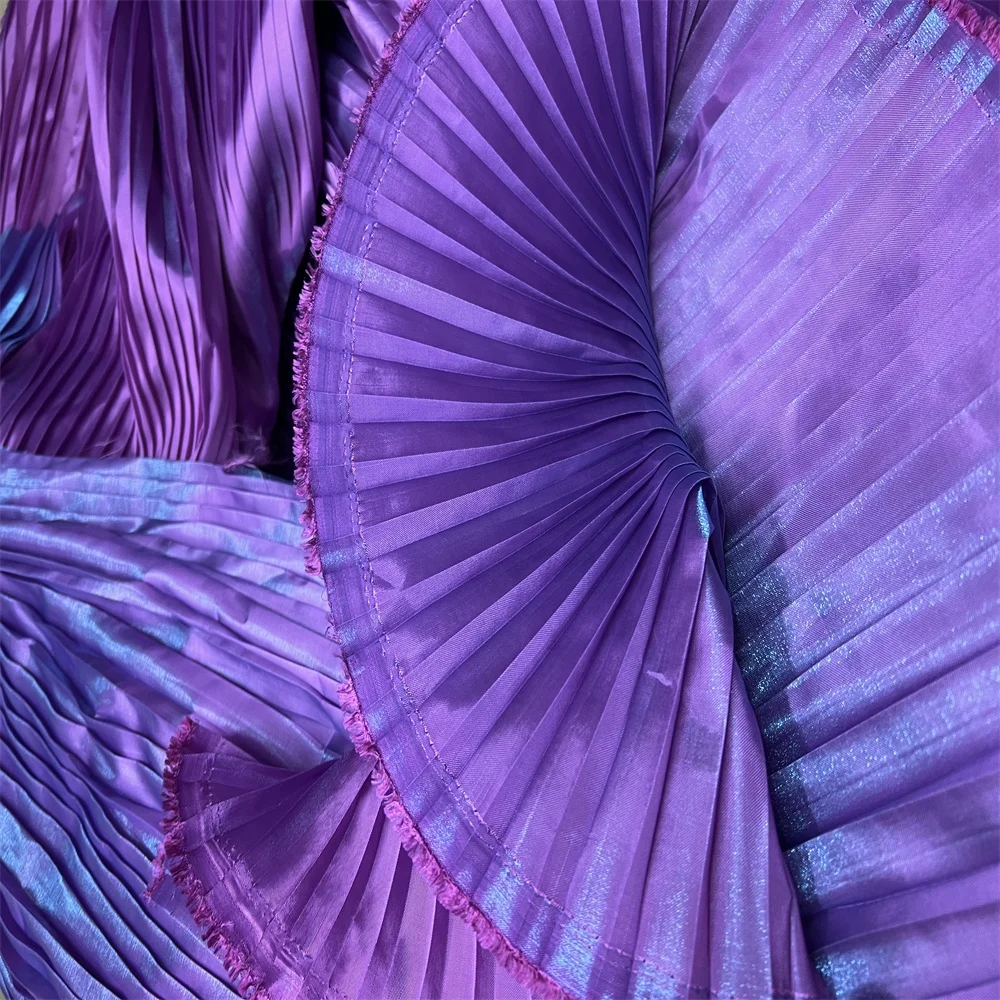 Pleating fabric for bespoke projects Evening Dress Fabric Party Gown Flashing Rridescence Pleated Magic Color