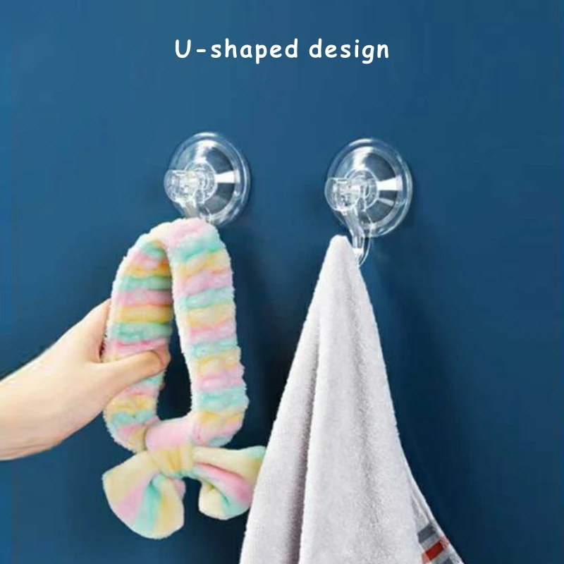 Small Clear Heavy Duty Vacuum Suction Hooks Shower Wall Suction Cup Hangers Removable Reusable Window Glass Door Suction Holder