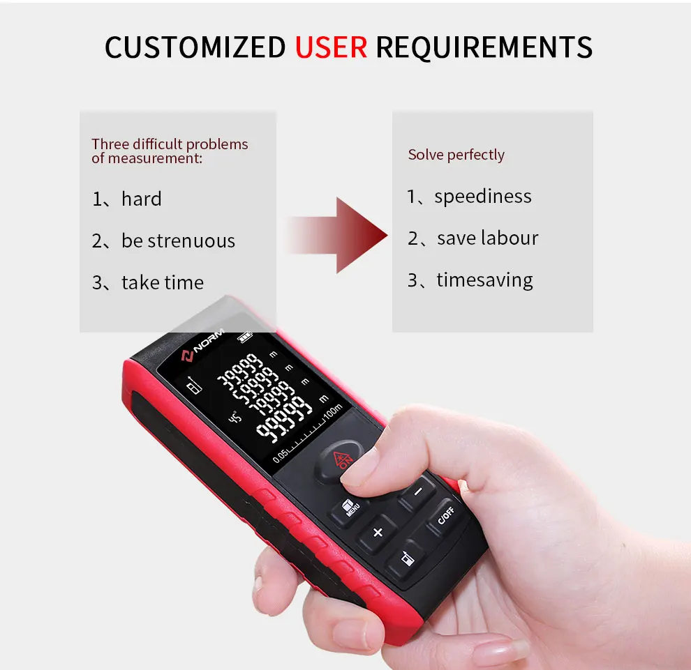 60m Laser Distance Meter 60m Distance Meter Laser Digital Measuring Tape Tool Metre Tape Measure