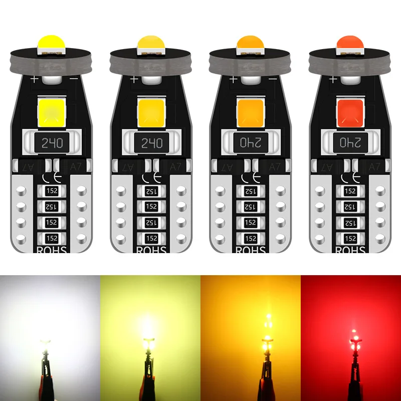 Evitek Amber White 12V T10 W5W Canbus T10 3030-3SMD Car Auto Led Bulb for Parking Lamp