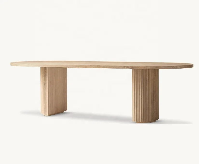 High quality factory direct sales oval tabke French minimalist Solid oak base rectangular dining table