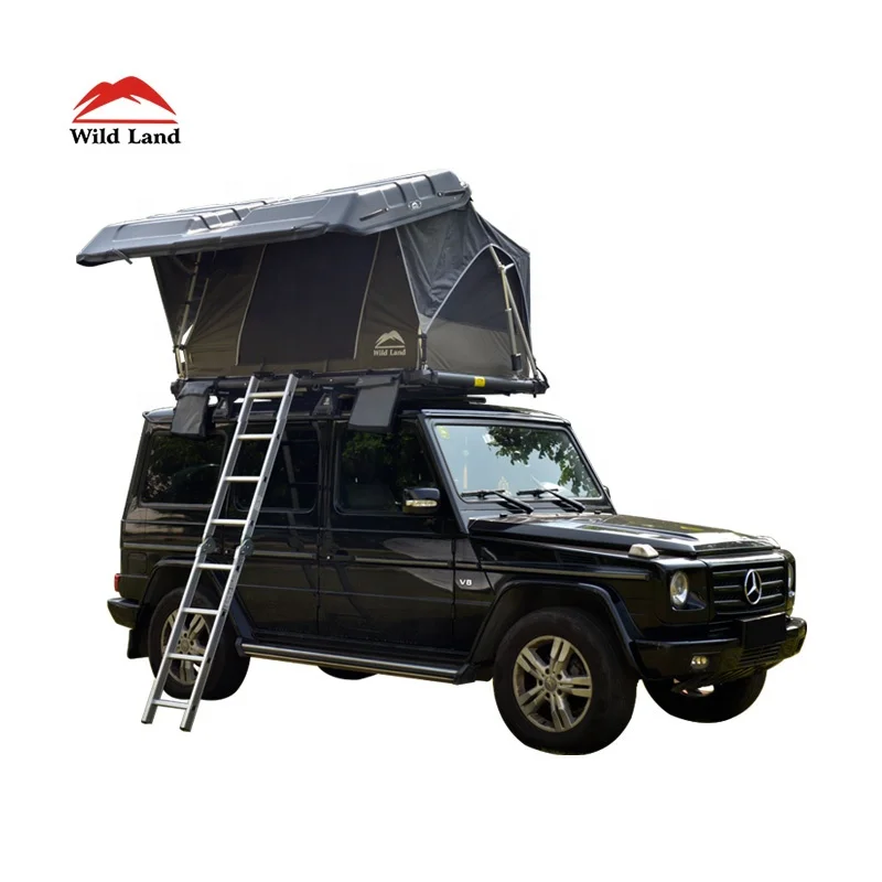 2022 Wild Land New Wireless Remote Control Car Rooftop Tent Hard Shell with Solar Panel for Outdoors Camping 2