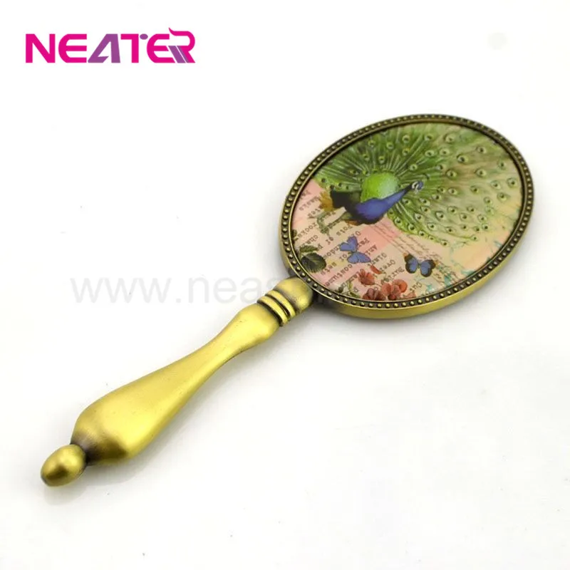 Factory Wholesale vintage glass handheld makeup mirror Princess gift antique hand mirror