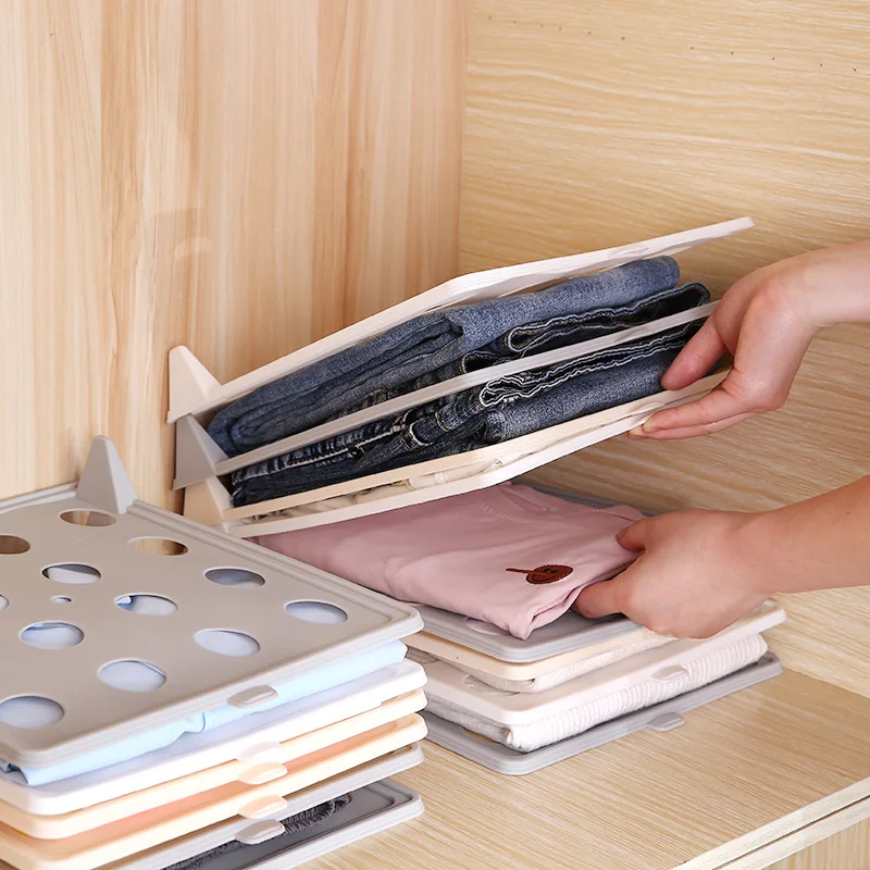 Closet Organizer and Shirt Folder Clothes Organizer Board Stackable Clothing Storage Trays