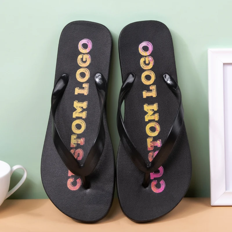 Personalized Designer Custom Printing Logo Summer Flip Flops for Men Anti Slip Unisex Comfortable Beach Flip-Flops Slippers