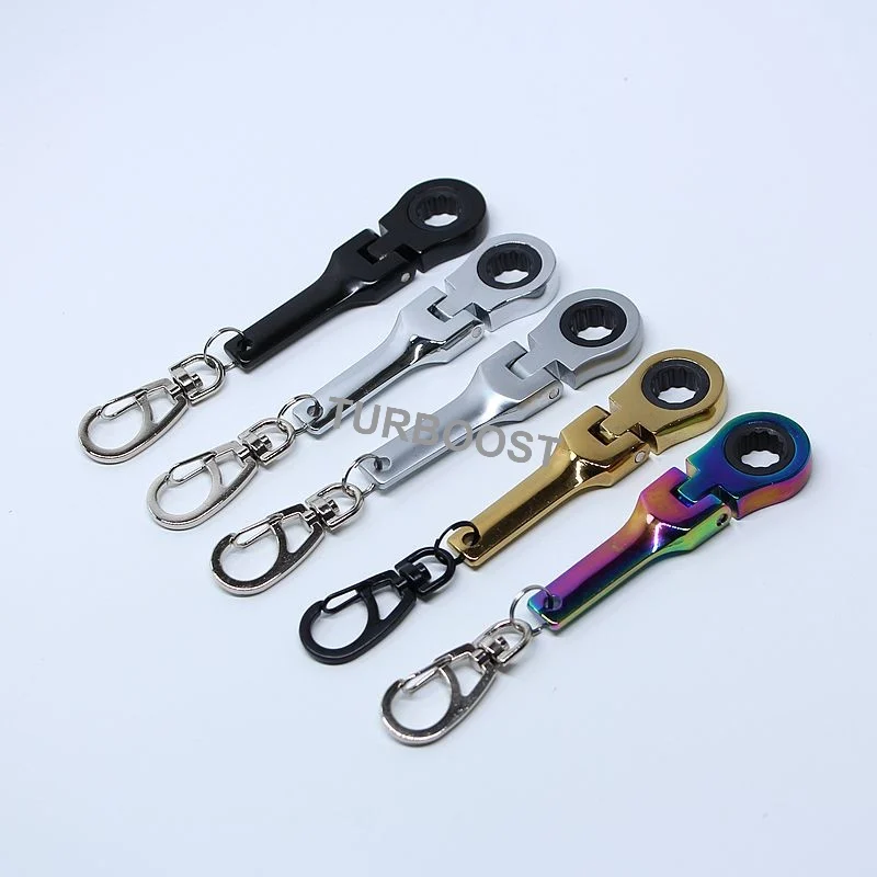 TURBOOST 72-Tooth 12 Point  10mm Stubby Flexible Head Ratcheting (Ratchet) Combination Metric Wrench Keychain