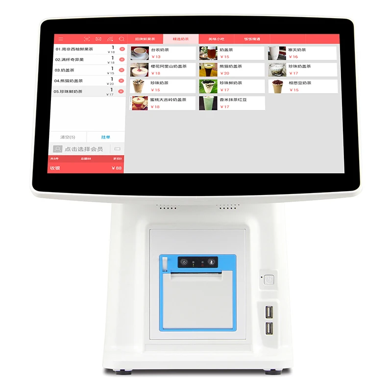 15' touch screen all in one POS system/cash register/cashier POS Printer