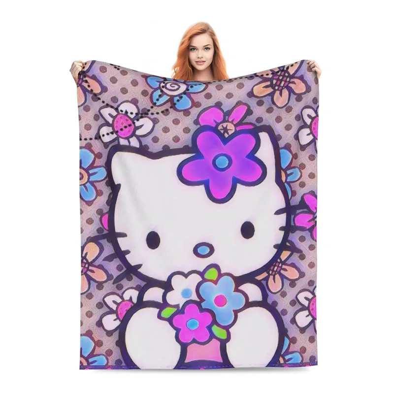 3D Flower Helloo Kitty Sofa Sleep Blanket Colorful Purple Pink Red Sanrio Airconditioner Blanket Box