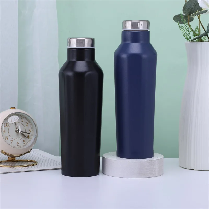 Custom 500ml Label Logo Double Wall Stainless Steel Water Bottle Vacuum Flask Metal Vacuum Flask With Handle