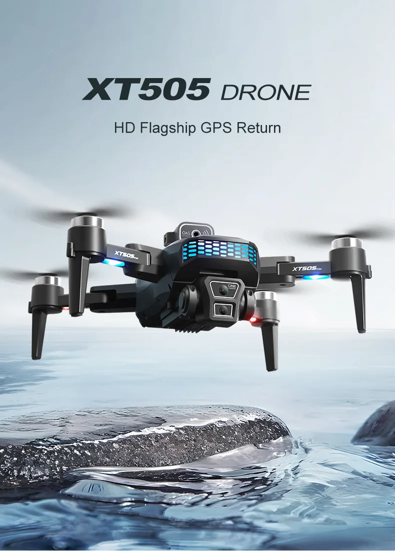 2024 XT505 GPS Drone 8K Professional Dual Camera 5G WIFI FPV Optical Flow Obstacle Avoidance Brushless Motor Quadcopter RC Drone