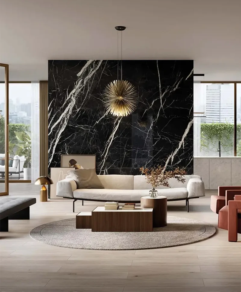 Black and white root marble stairs Wholesale natural marble black-and-white root pattern for walls floors and countertops Wall