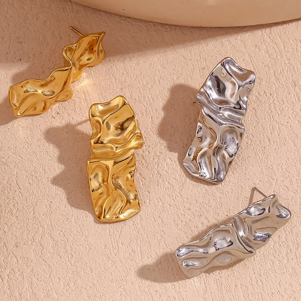 Irregular Square Stud Earrings for Women Tarnish Free Jewelry Aretes Y Accesori Por Mayor