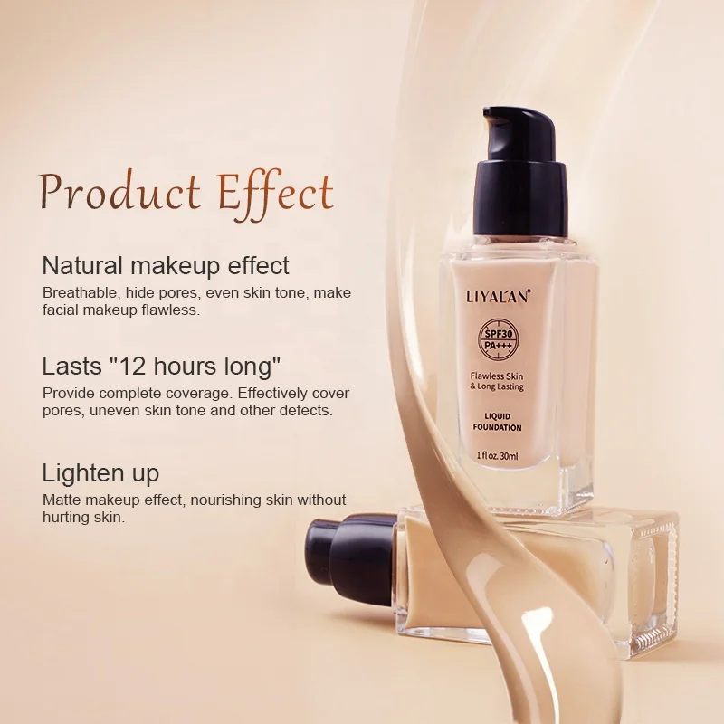 OEM Private Label SPF 30 Vegan Waterproof Long Lasting Face Makeup Liquid Matte Concealer Foundation