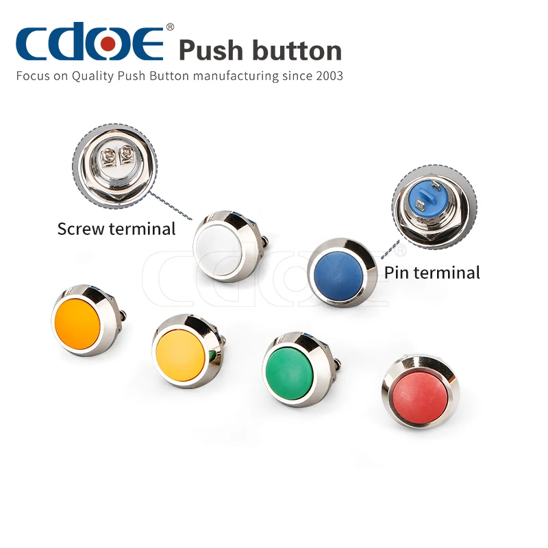 12mm Nickel plated brass Domed head Self recovery push switch button waterproof for Kitchen equipment