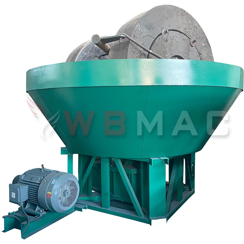 High Efficiency Gold Ore Processing Plant 2 Wheel Vertical Gold Grinding Milling Machine 1200 Wet Pan Mill